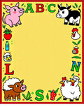 Farm Animal Alphabet Border Rug