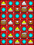 Red Yellow Blue Icon Arrangement Rug