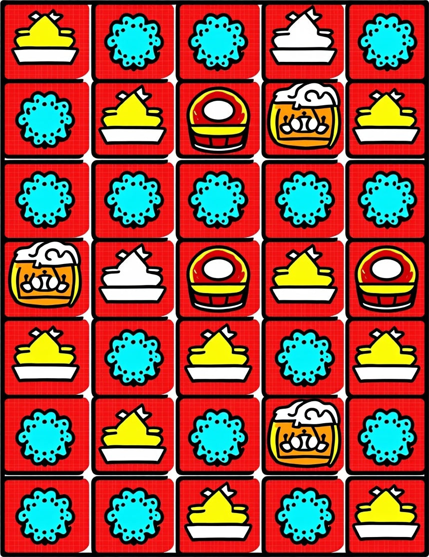 Red Yellow Blue Icon Arrangement Rug
