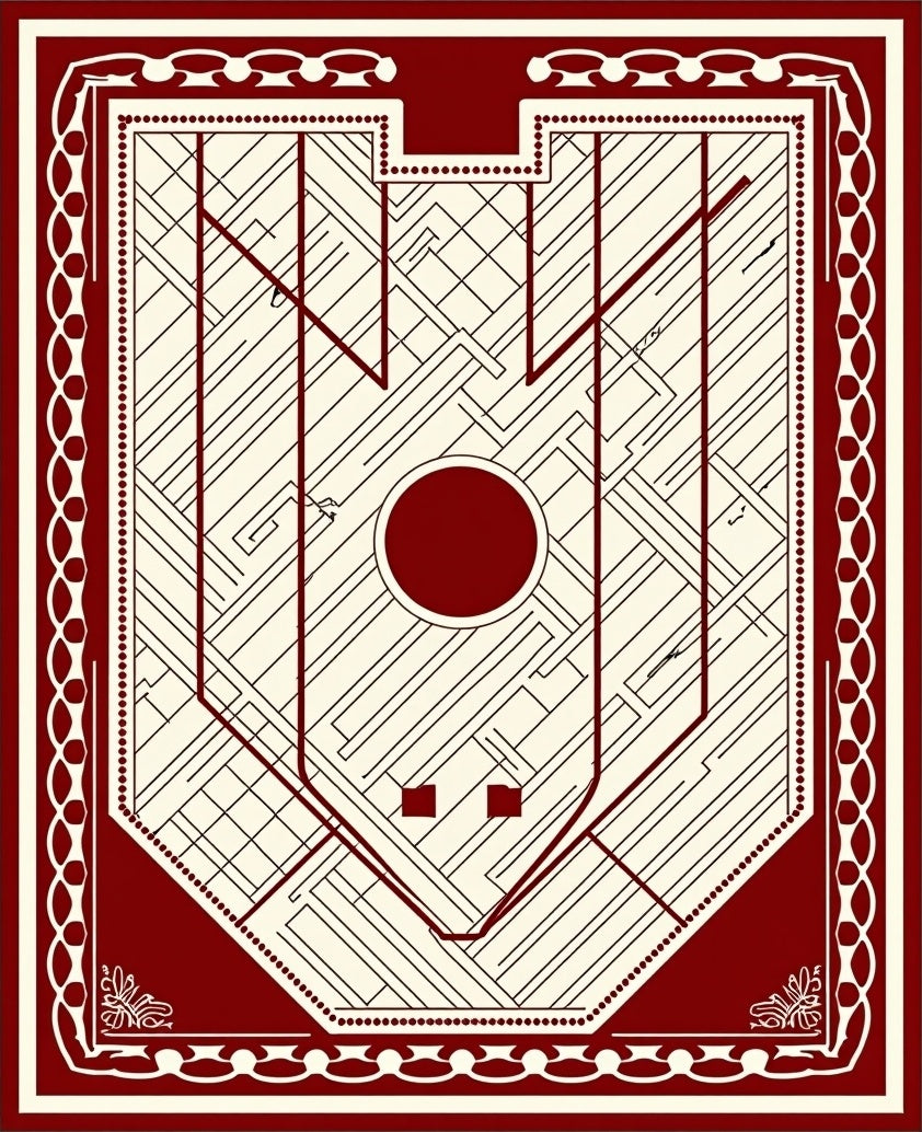 Crimson Labyrinth Geometric Shield Rug