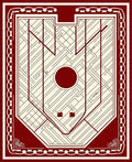 Crimson Labyrinth Geometric Shield Rug