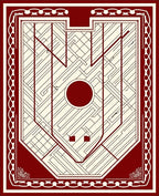 Crimson Labyrinth Geometric Shield Rug