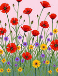 Vibrant Red Poppy Garden Grass Rug