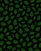 Emerald Palm Fronds Black Gold Accents Rug