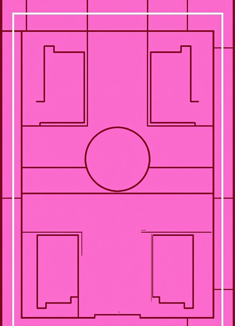 Pink Geometric Box Circle Arrangement Rug