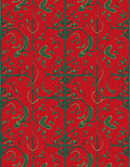 Red green ornate botanical vine Rug