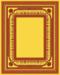 Golden Yellow Red Border Frame Rug
