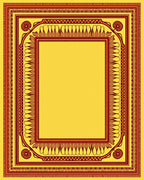 Golden Yellow Red Border Frame Rug