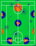 Green Court Orange Basketball Burst Rug