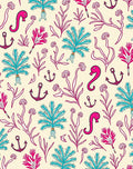 Whimsical Ocean Life Coral Seahorse Anchors Rug