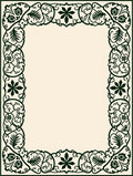 Dark Green Floral Leaf Border Rug