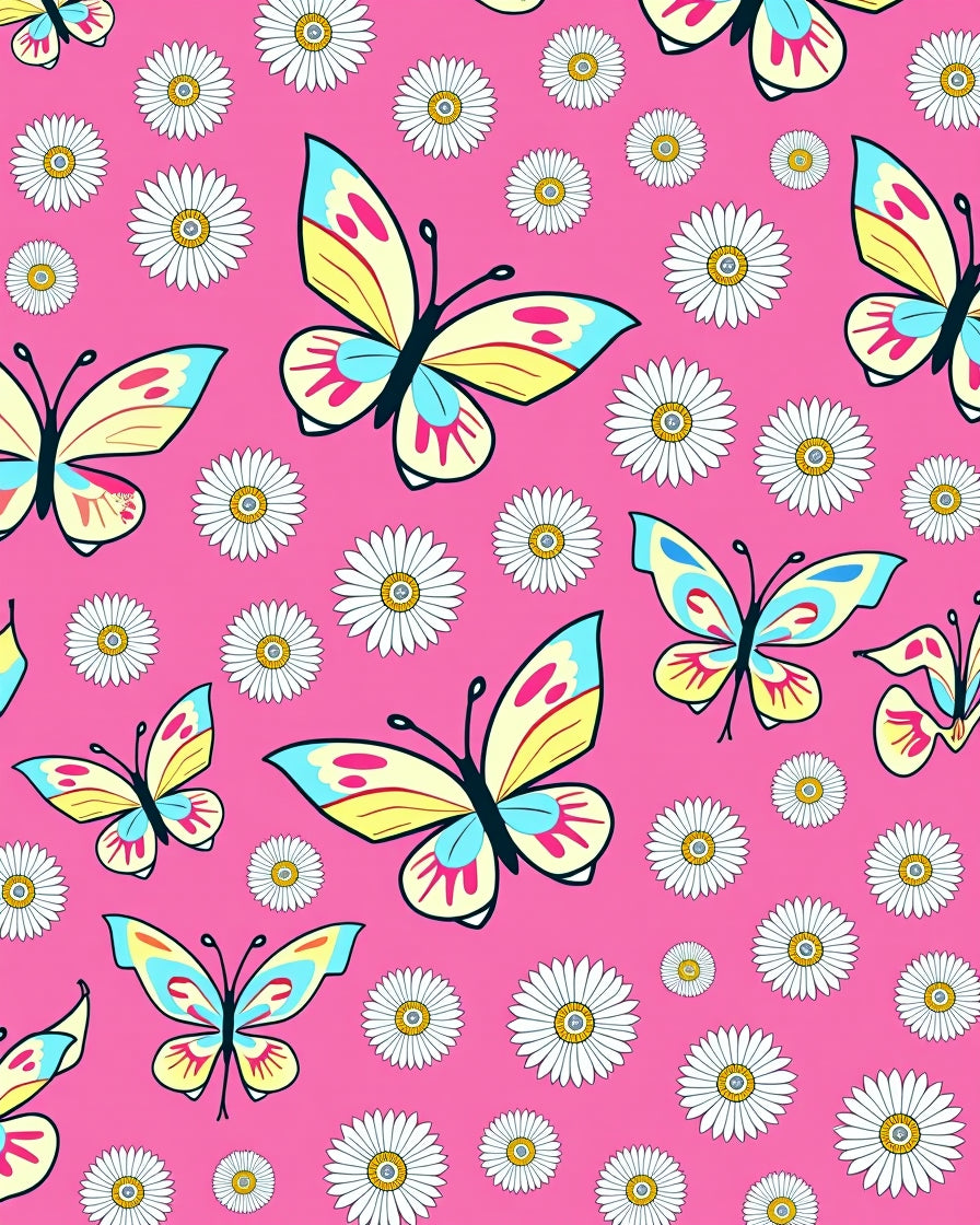 Pink Butterfly Daisy Delight Rug