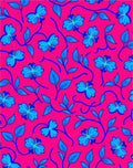 Vibrant Fuchsia Blue Floral Vines Rug
