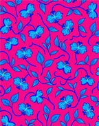 Vibrant Fuchsia Blue Floral Vines Rug