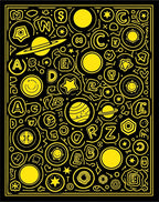 Cosmic Yellow Alphabet Planet Collection Rug