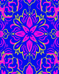 Bright Blue Pink Yellow Floral Medallion Rug