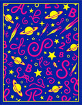 Cosmic Blue Pink Yellow Space Adventure Rug