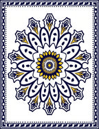 Navy Yellow Medallion Mandala Art Rug