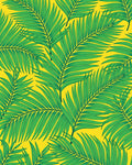 Green Palm Fronds Yellow Background Rug
