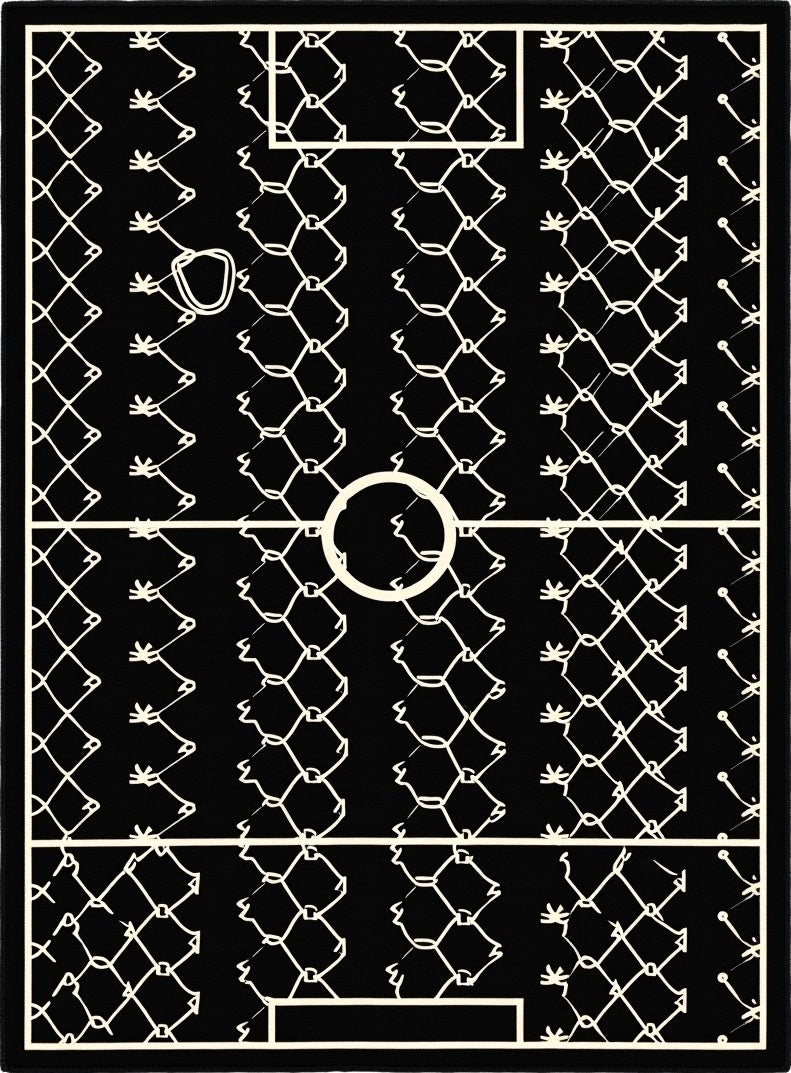 Black White Chain Link Court Rug