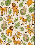 Whimsical Safari Animals and Foliage Rug