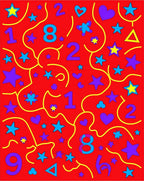 Playful Red Stars Hearts Numbers Rug