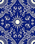 Majestic Blue Sunburst Medallion Rug