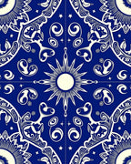 Majestic Blue Sunburst Medallion Rug