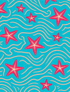 Coastal Starfish Wave Watercolor Rug