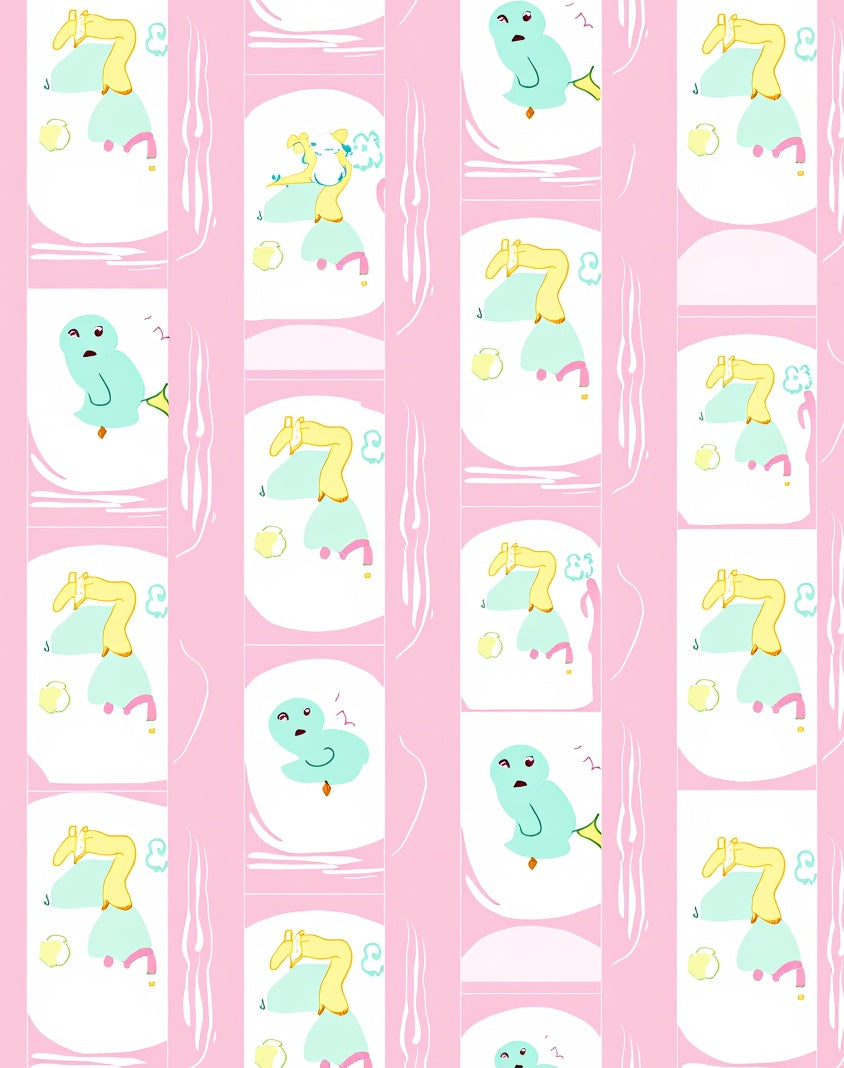 Whimsical Pink Mint Blue Characters Rug