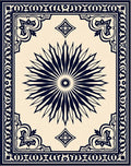 Classic Navy Sunburst Floral Frame Rug