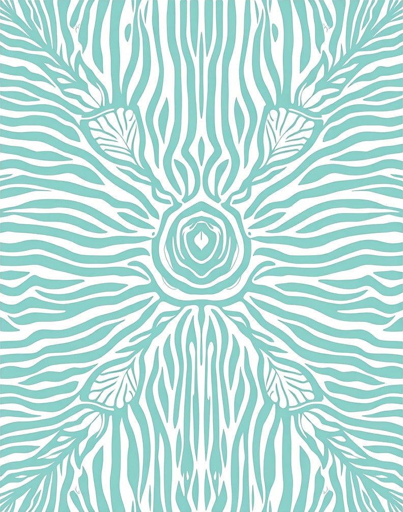 Aqua Zebra Stripe Tribal Sun Rug