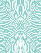 Aqua Zebra Stripe Tribal Sun Rug