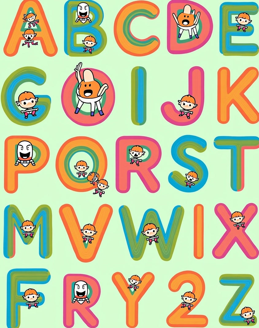 Colorful Alphabet Characters Whimsical Fun Rug