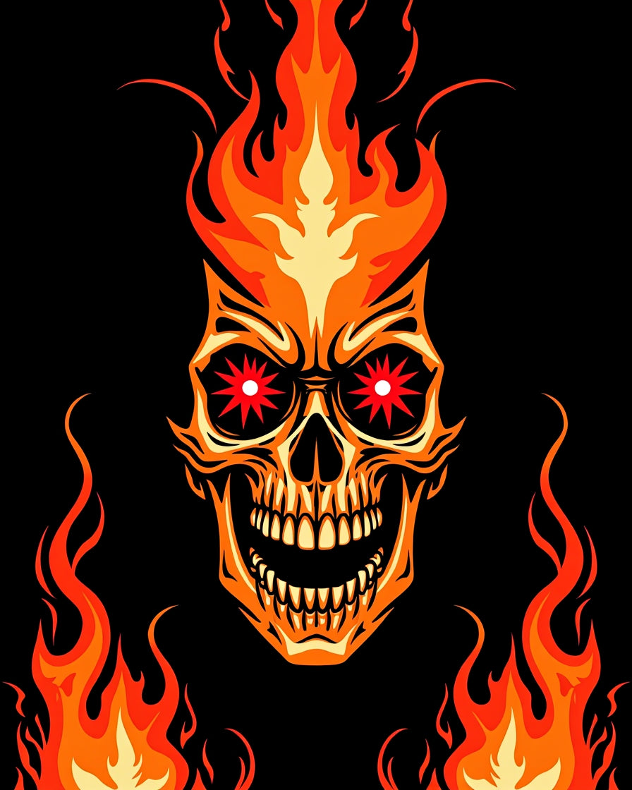 Fiery Skull Red Star EyesRug Rug