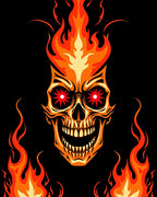 Fiery Skull Red Star EyesRug Rug