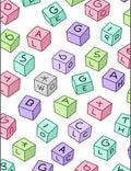 Pastel Alphabet Blocks Scattered Rug
