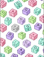 Pastel Alphabet Blocks Scattered Rug