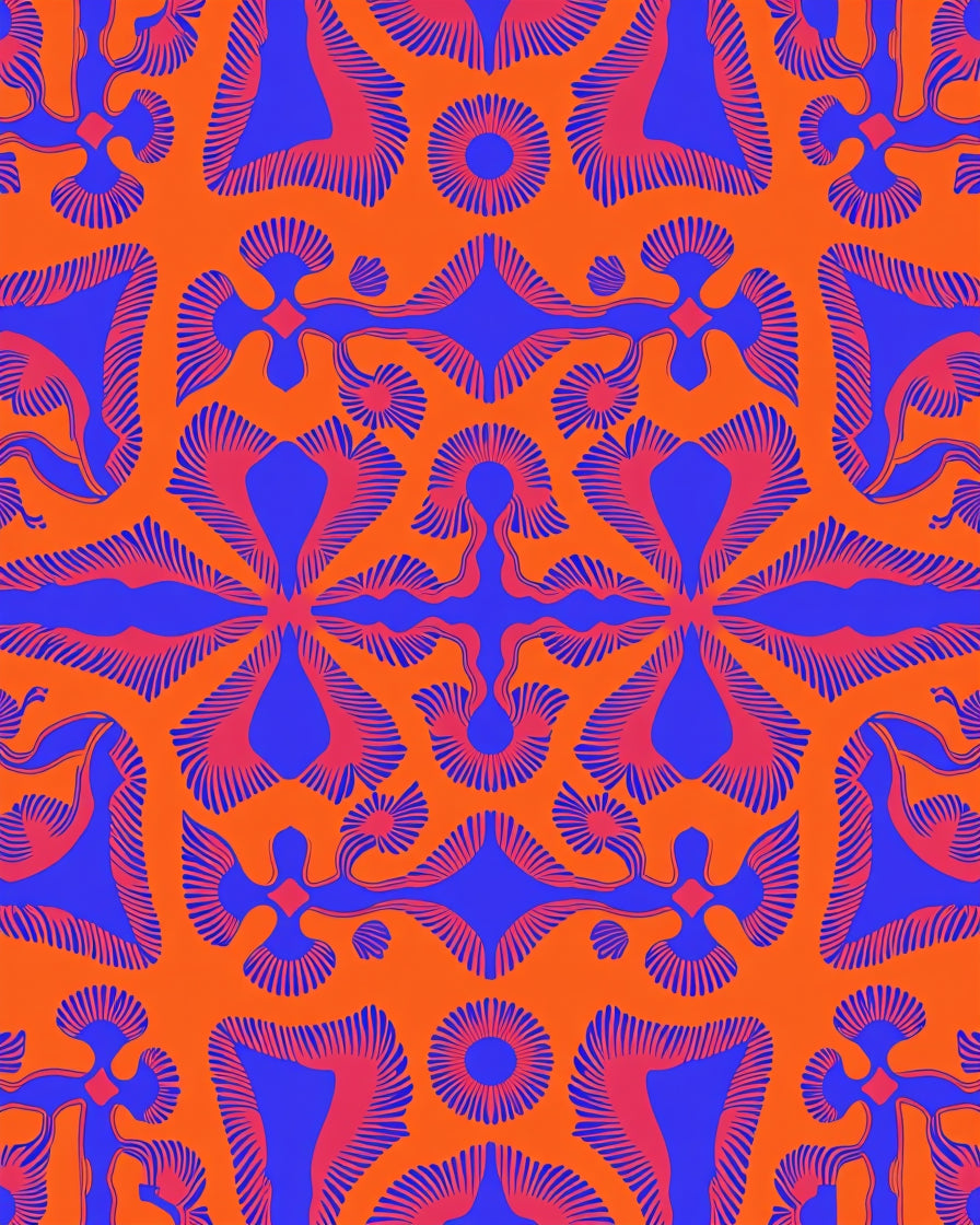 Bold Orange Purple Abstract Kaleidoscope Rug