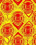 Bold Red Masked Warriors Red Yellow Rug