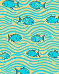 Blue Fish Ocean Waves Sand Rug