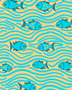 Blue Fish Ocean Waves Sand Rug