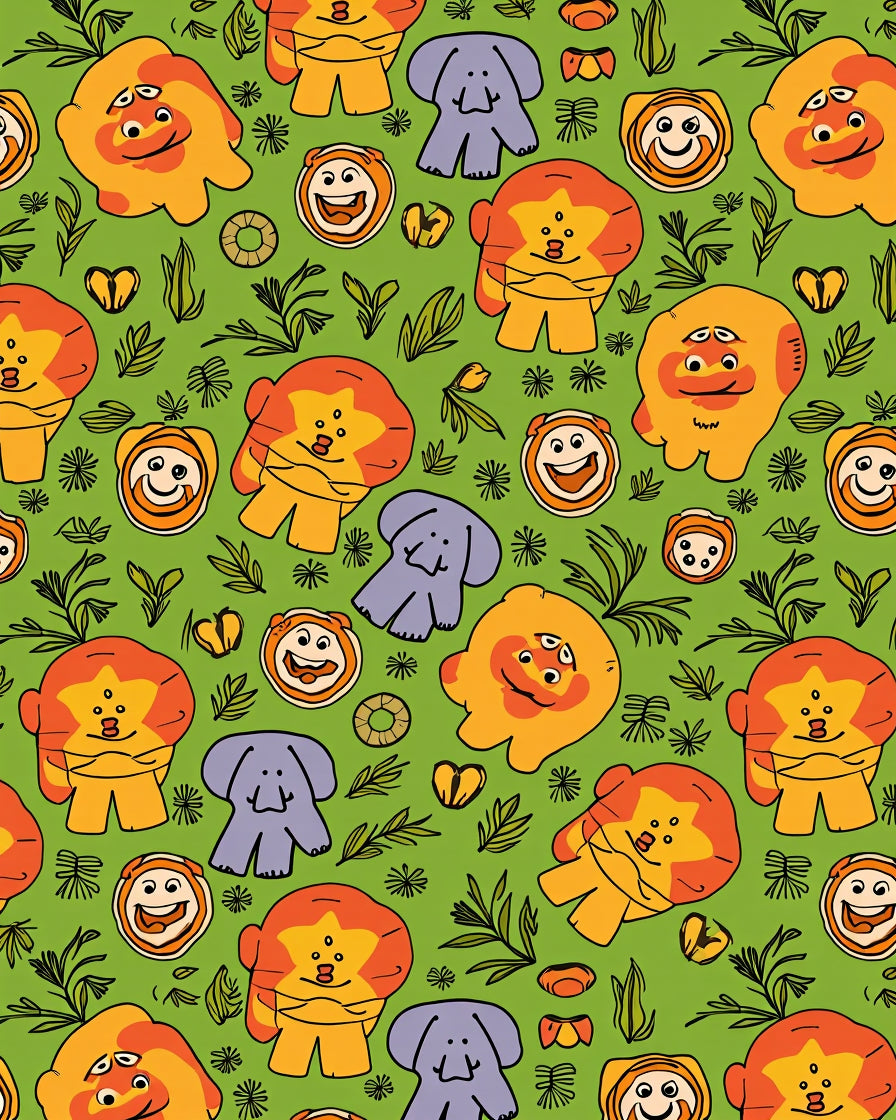 Playful Lion And Elephant Safari Whimsy Rug