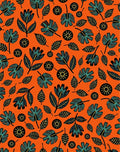 Bold Teal Floral Sunburst Orange Rug