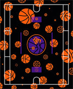 Orange Basketball Court Graphic Rug