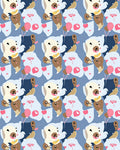 Playful puppies blue hearts balloons Rug