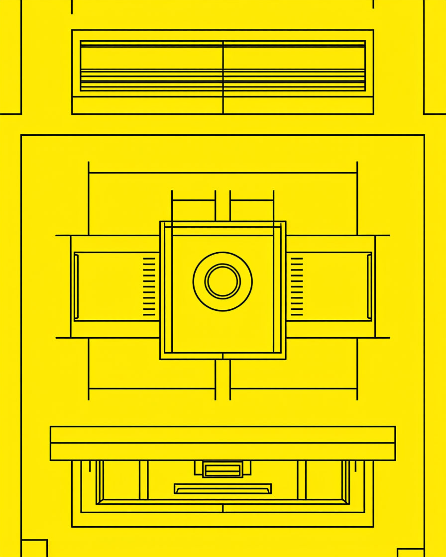 Bold Yellow Geometric Architectural Plan Rug