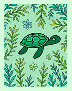 Green Sea Turtle Amongst Lush Ferns Rug