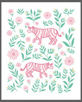 Pink Tigers Among Green Foliage Rug