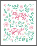 Pink Tigers Among Green Foliage Rug